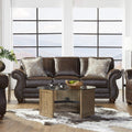Leinster Faux Leather Sofa with Antique Bronze Nailheads in Espresso