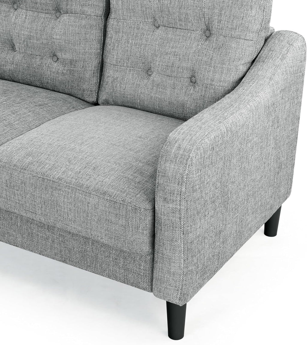 SAFAVIEH Couture Furniture Collection Nathaniel Grey Tufted 3-Seater Sofa
