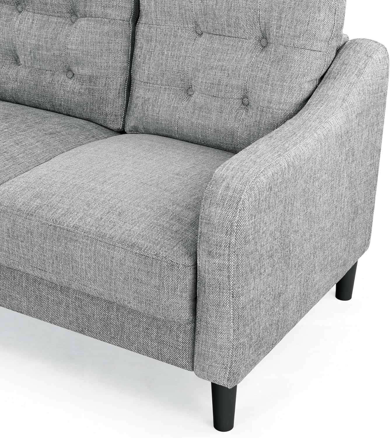 SAFAVIEH Couture Furniture Collection Nathaniel Grey Tufted 3-Seater Sofa