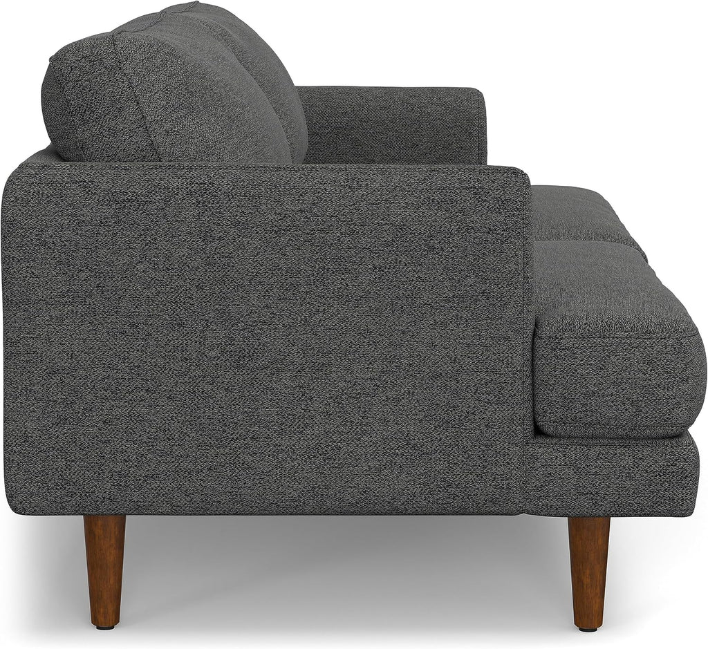 SIMPLIHOME Livingston 76' Wide x 33' High Sofa in Charcoal Grey Woven-Blend Fabric, Handcrafted Loveseat Couch for Living Room or Family Room, Mid-Century Modern Style, Solid Wood Frame