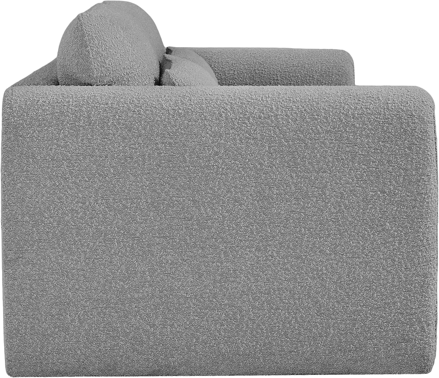 Meridian Furniture 198Grey-S Stylus Collection Modern | Contemporary Boucle Fabric Upholstered Sofa with Rich Grey Boucle Fabric, Curved Arms, 86' W x 38' D x 31' H, Grey