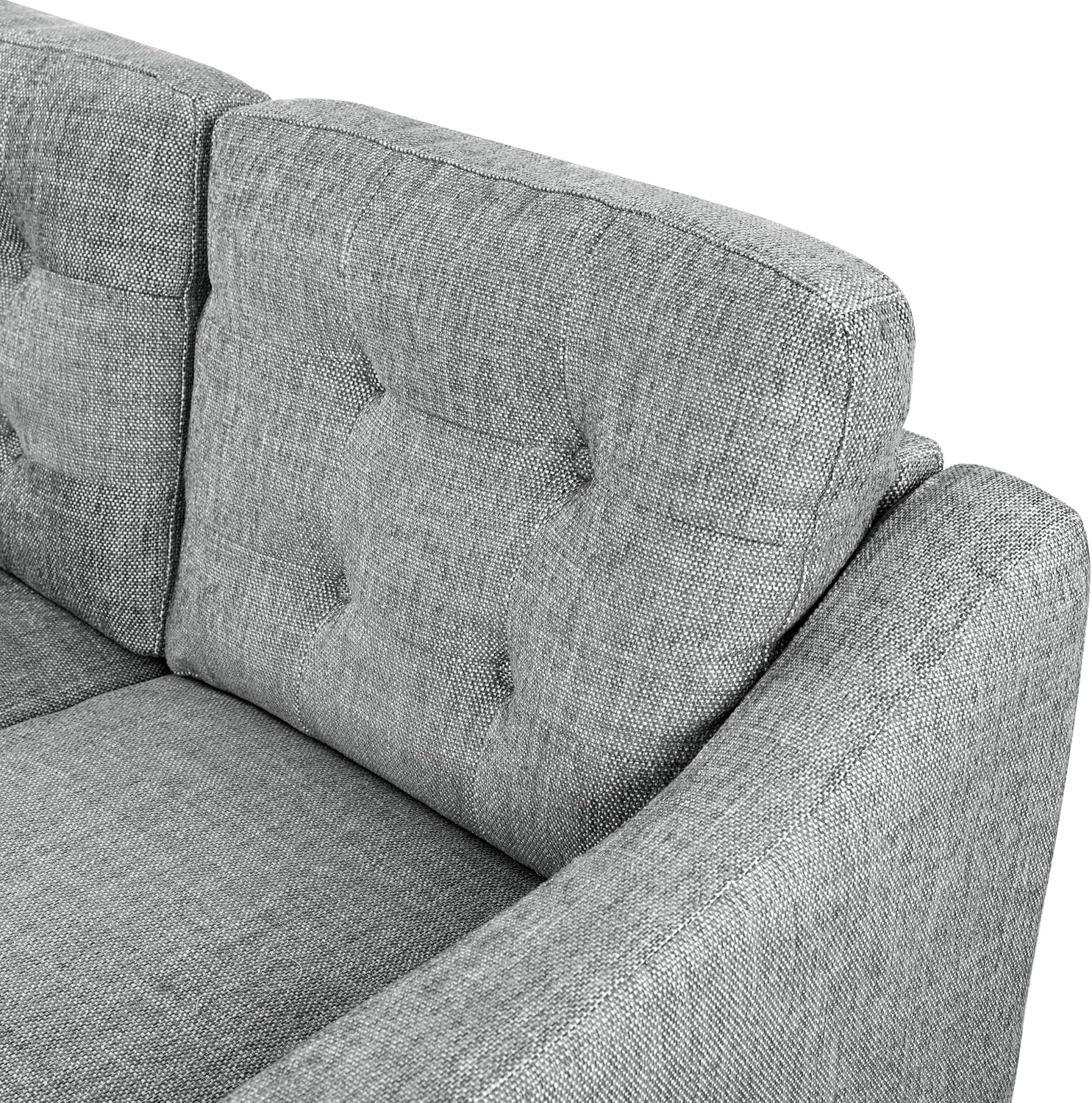 SAFAVIEH Couture Furniture Collection Nathaniel Grey Tufted 3-Seater Sofa