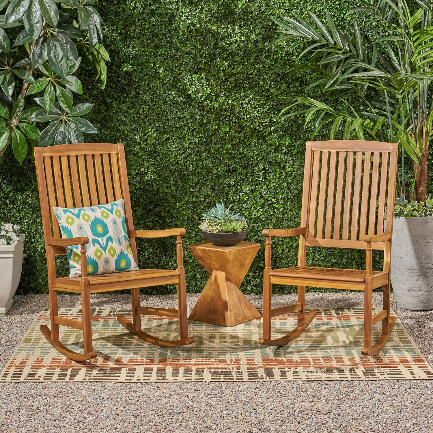 Christopher Knight Home Outdoor Acacia Wood Rocking Chairs (Set of 2),Brown/Teak