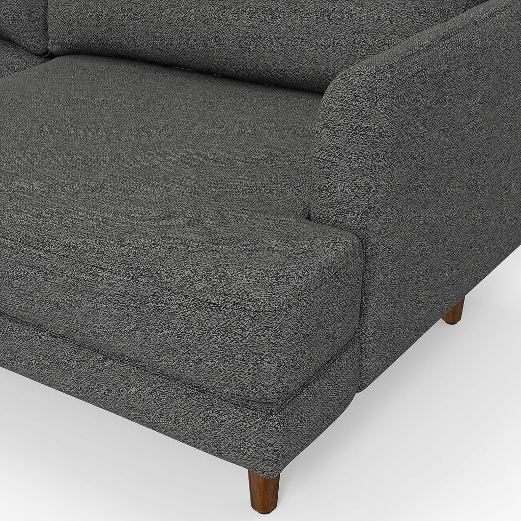 SIMPLIHOME Livingston 76' Wide x 33' High Sofa in Charcoal Grey Woven-Blend Fabric, Handcrafted Loveseat Couch for Living Room or Family Room, Mid-Century Modern Style, Solid Wood Frame