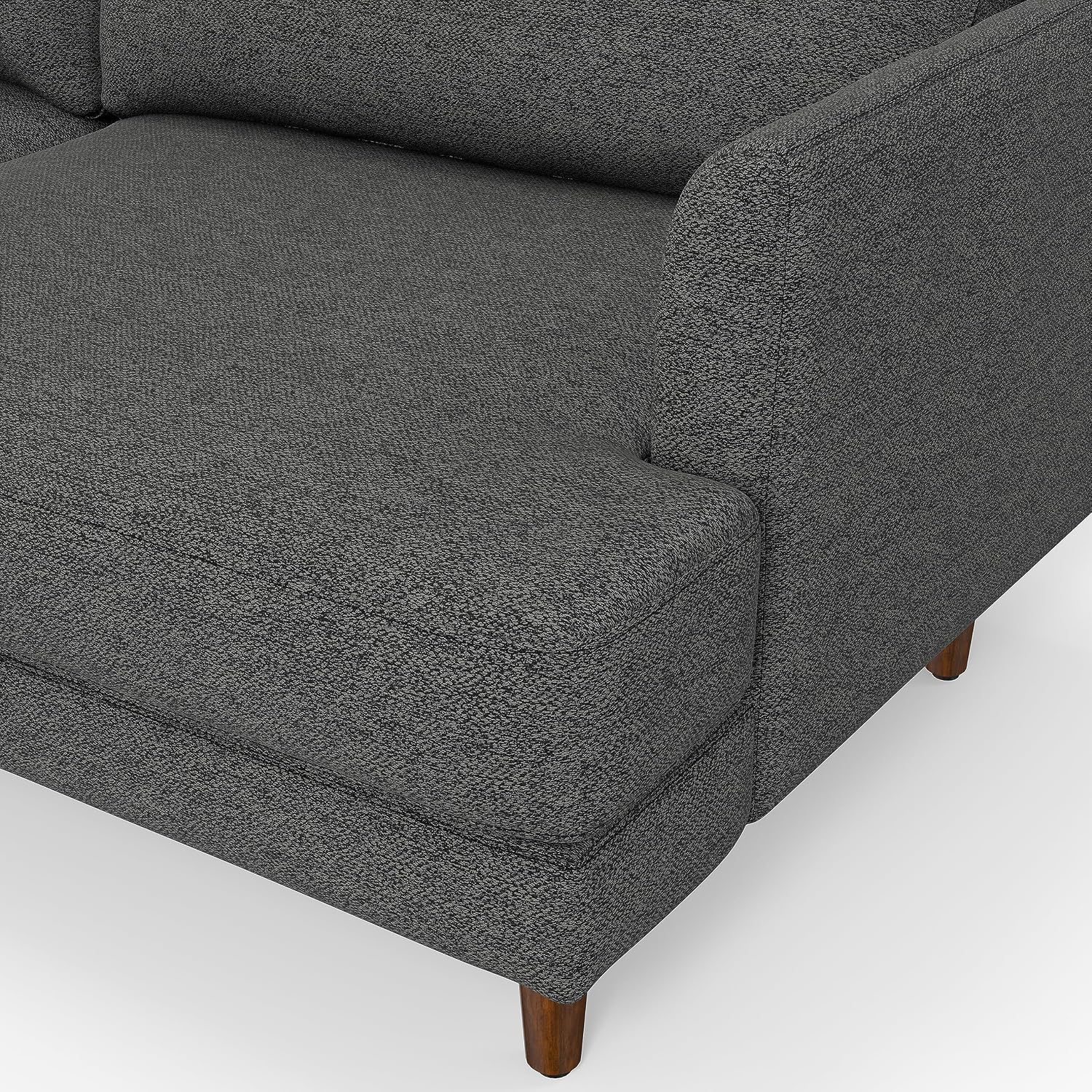 SIMPLIHOME Livingston 76' Wide x 33' High Sofa in Charcoal Grey Woven-Blend Fabric, Handcrafted Loveseat Couch for Living Room or Family Room, Mid-Century Modern Style, Solid Wood Frame