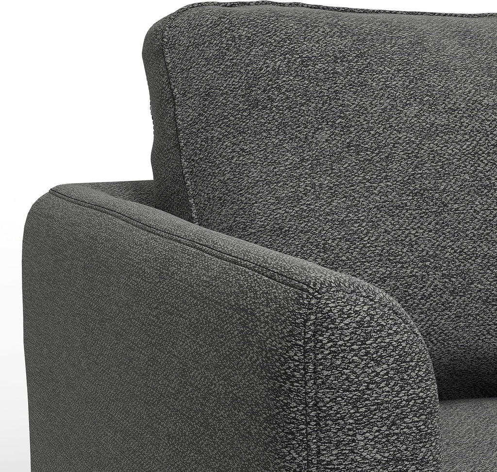 SIMPLIHOME Livingston 76' Wide x 33' High Sofa in Charcoal Grey Woven-Blend Fabric, Handcrafted Loveseat Couch for Living Room or Family Room, Mid-Century Modern Style, Solid Wood Frame