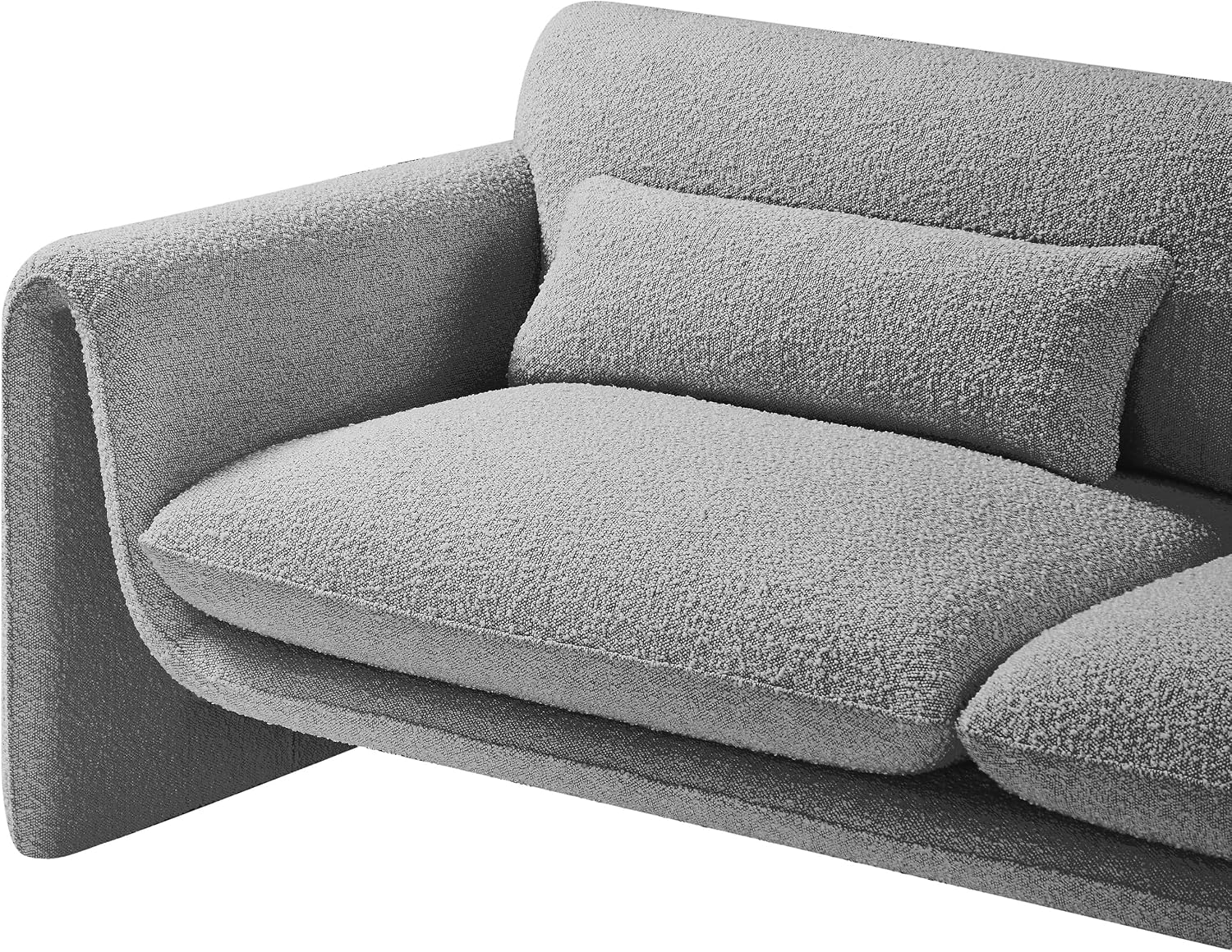 Meridian Furniture 198Grey-S Stylus Collection Modern | Contemporary Boucle Fabric Upholstered Sofa with Rich Grey Boucle Fabric, Curved Arms, 86' W x 38' D x 31' H, Grey
