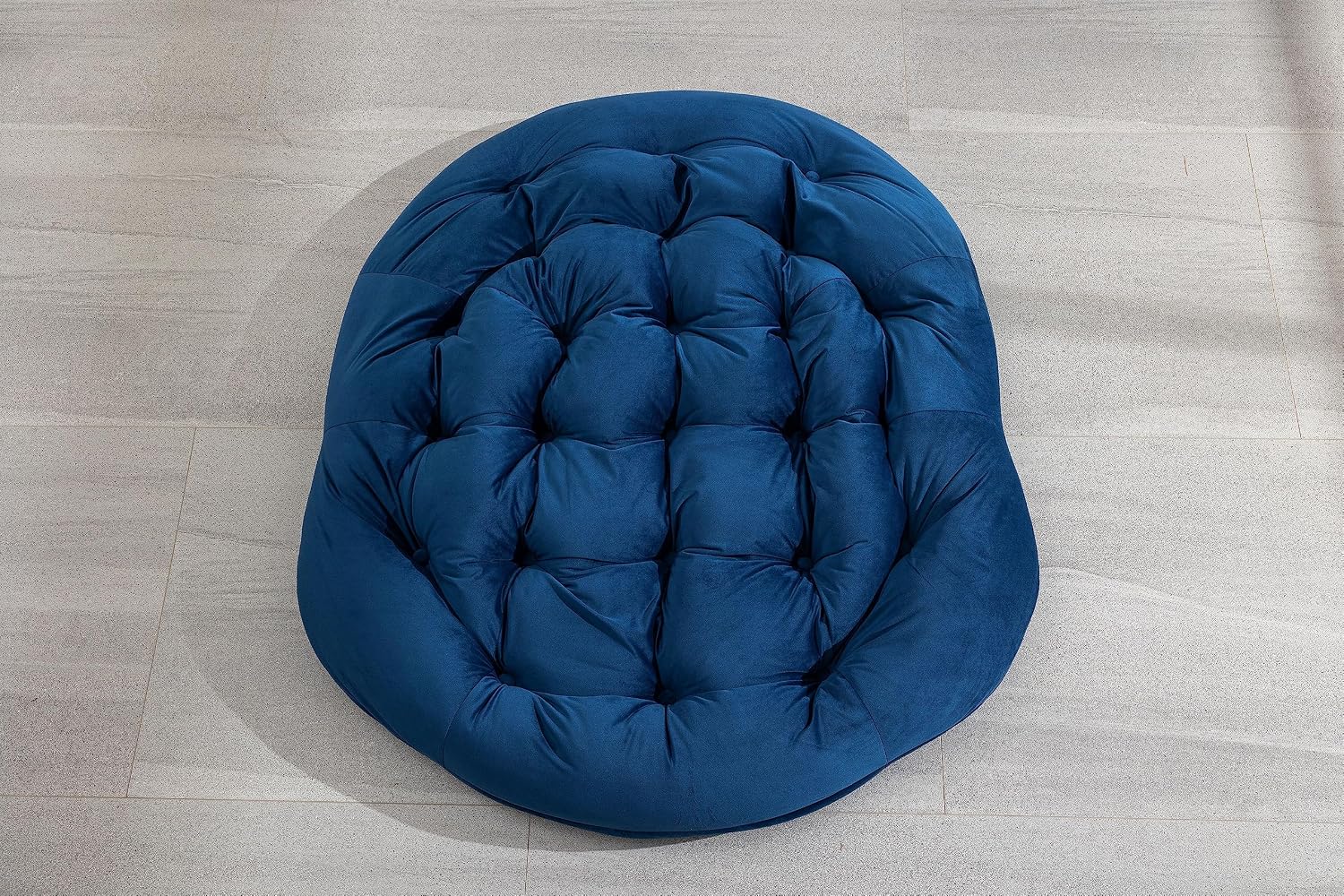 Outdoor Rattan Rocking Chair Oversized Papasan Recliner Lounger, Steel Frame & Thick Olefin Cushion, Indoor/Outdoor Use for Patio, Porch, Backyard, Garden, Balcony, Navy Blue