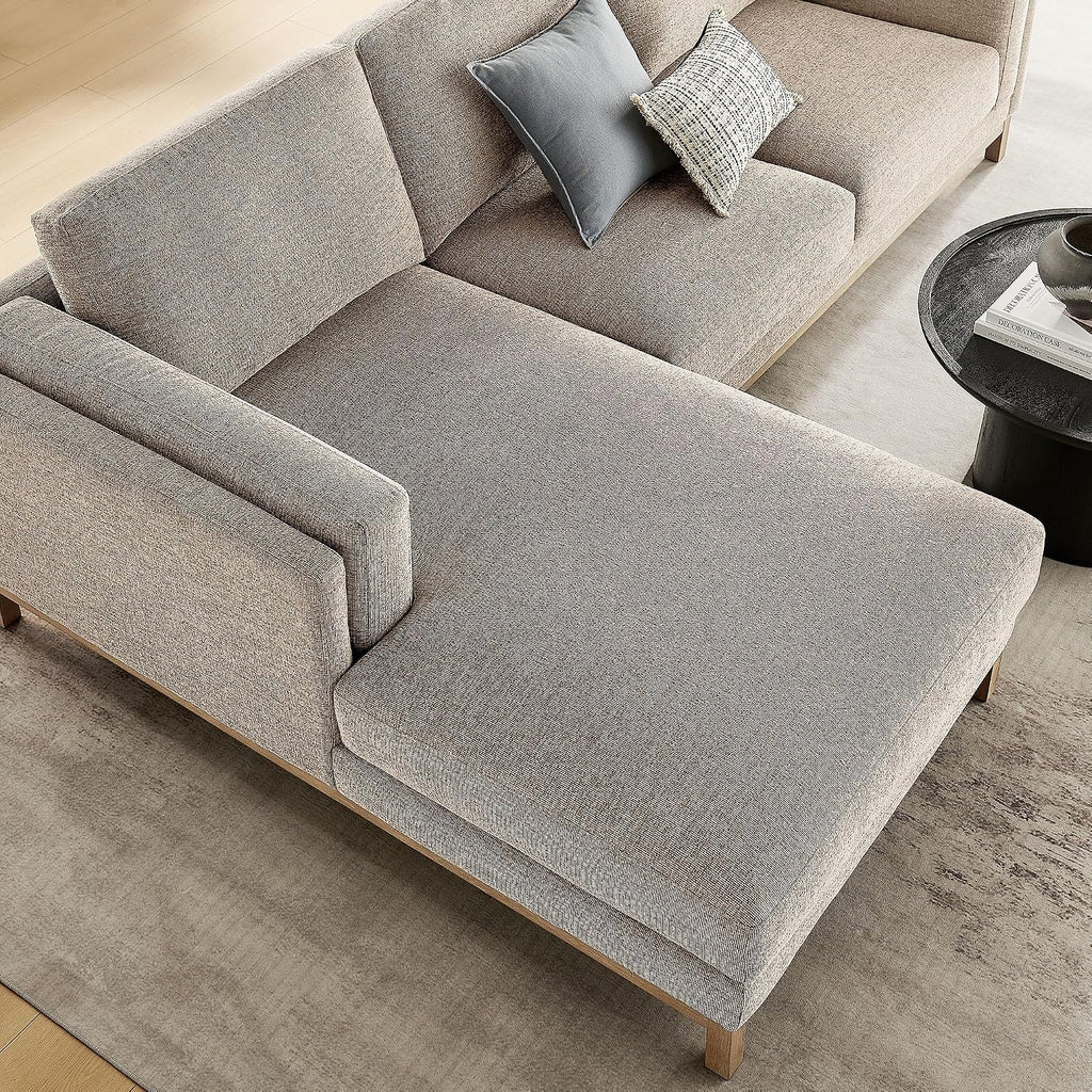 Modway Roscoe Left-Facing Sectional Sofa with Chaise in Pewter - 2-Piece Mélange Chenille Fabric Deep Seat Couch, L Shaped Modular for Living Room or Lounge