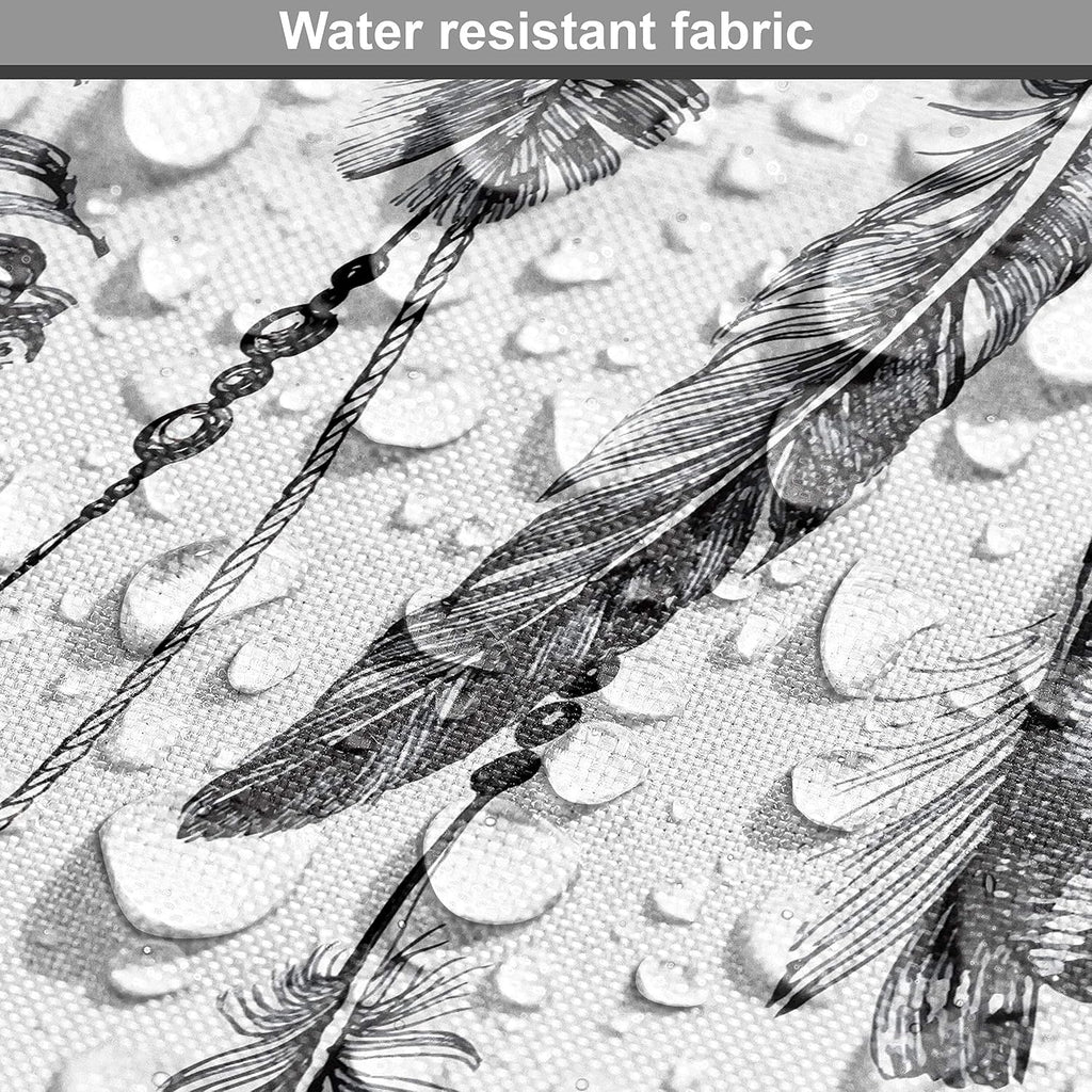 Ambesonne Tribal Fabric by The Yard, Bohemian Feathers and Beads on Thread Graphic Pattern Art, Decorative Fabric for Upholstery and Home Accents, 10 Yards, Grey Charcoal