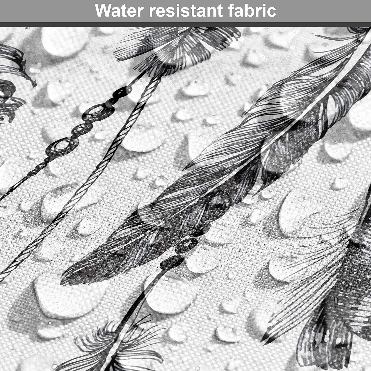 Ambesonne Tribal Fabric by The Yard, Bohemian Feathers and Beads on Thread Graphic Pattern Art, Decorative Fabric for Upholstery and Home Accents, 10 Yards, Grey Charcoal