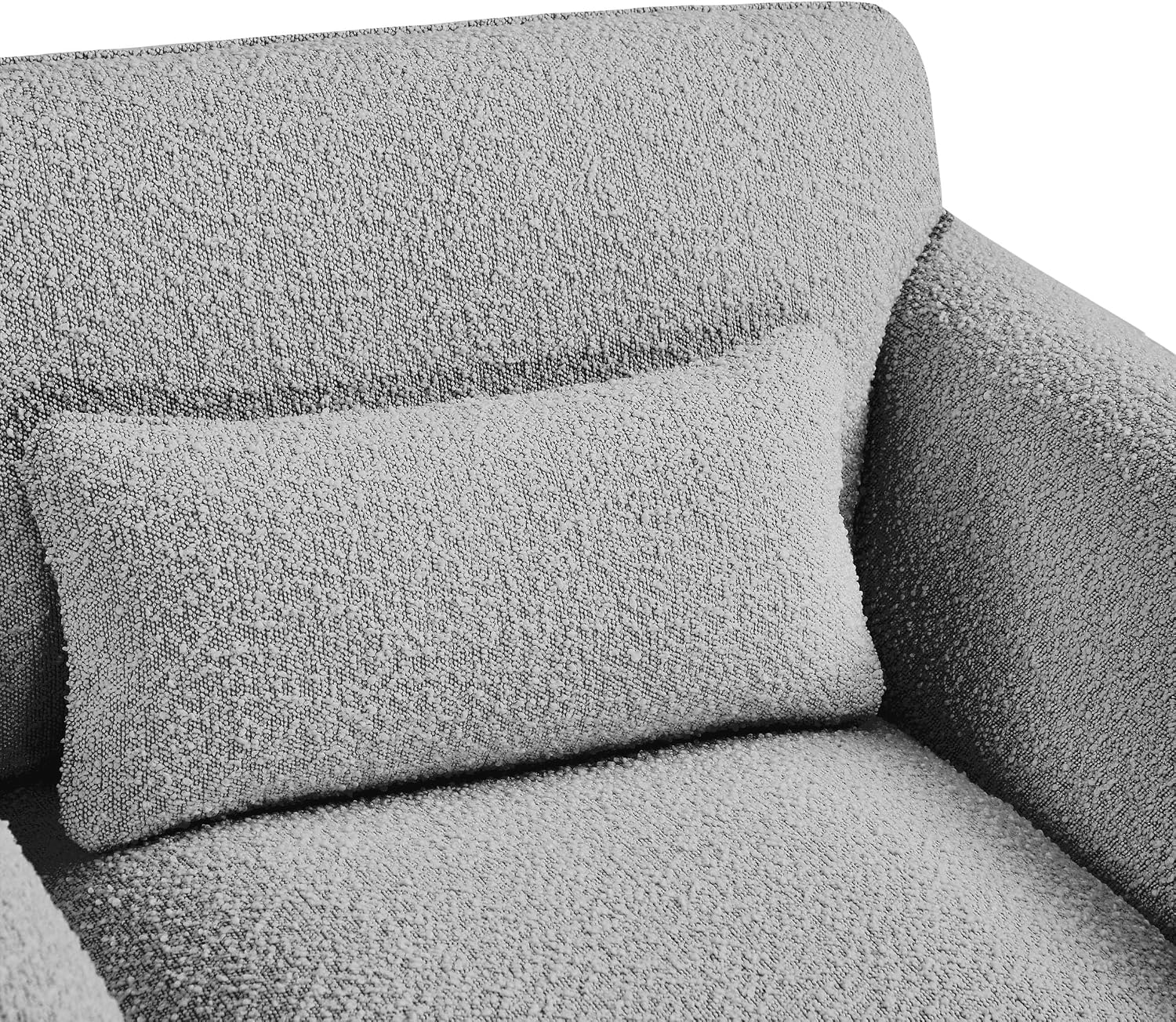 Meridian Furniture 198Grey-S Stylus Collection Modern | Contemporary Boucle Fabric Upholstered Sofa with Rich Grey Boucle Fabric, Curved Arms, 86' W x 38' D x 31' H, Grey