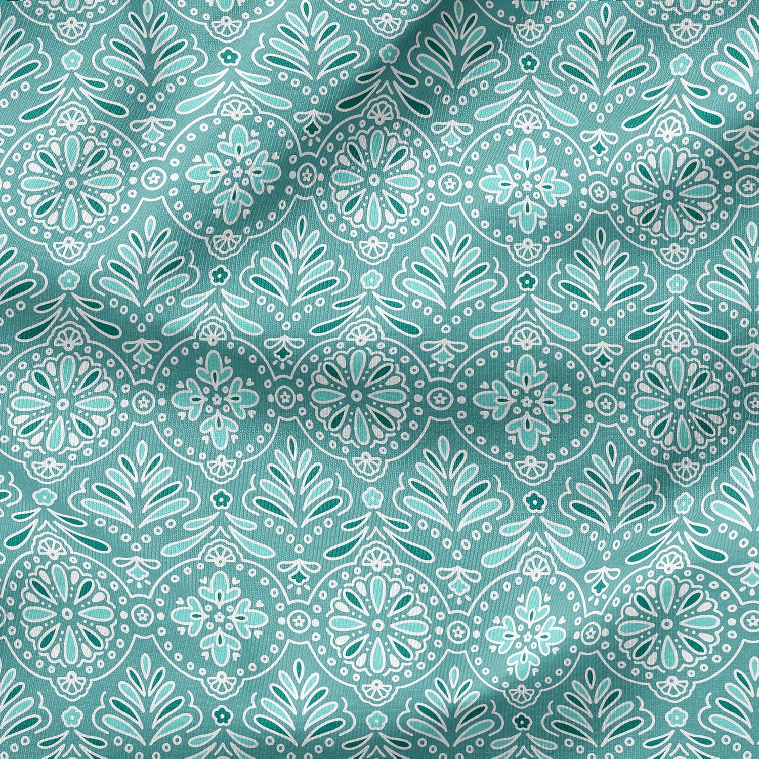 Arden 4-Pack Outdoor Patio Dining Chair Cushion, 20x44, Rain-Proof Seat Pad, Fade-Resistant Outdoor Cushion Turquoise Daphne Medallion